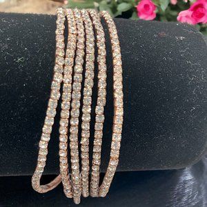 6 Rhinestone Gold-Tone Stackable Stretch Bracelets!